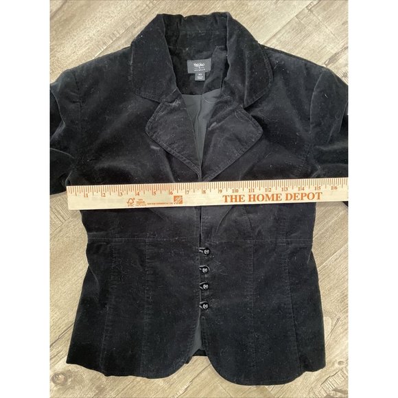 Mossimo Black Velvet 4 Round Button Front Fitted Blazer Jacket Size XS - Picture 8 of 10
